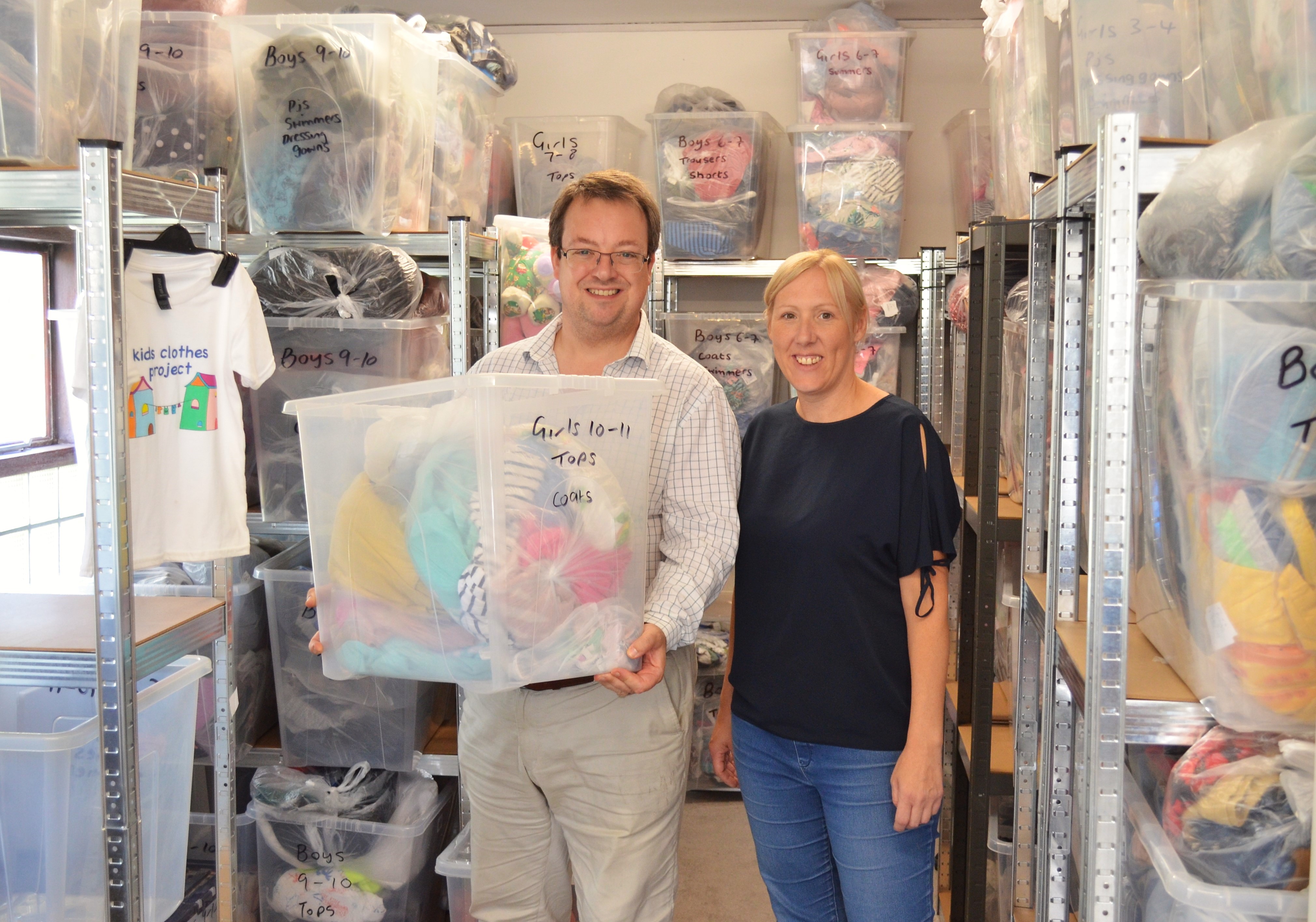 Mike Wood MP with Katie Ashby from Kids Clothes Project