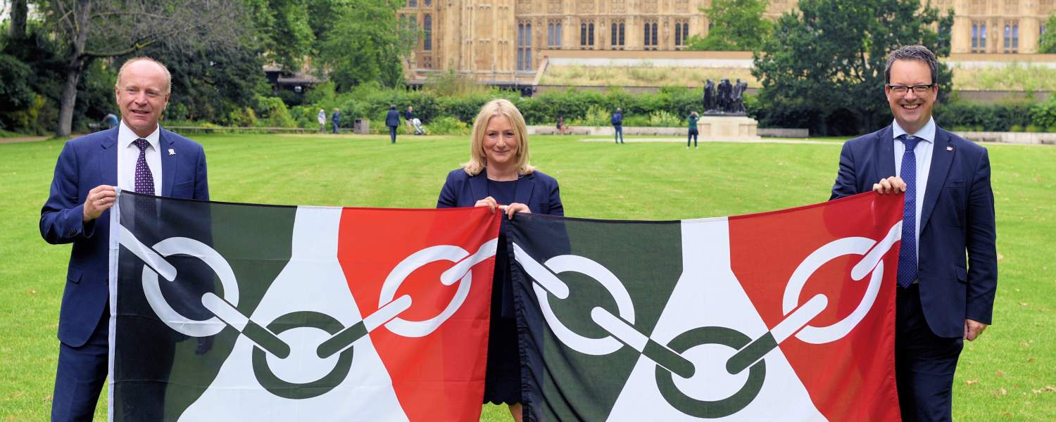 Mike and neighbouring MPs, Suzanne Webb and Marco Longhi, fly the flag for Black Country Day